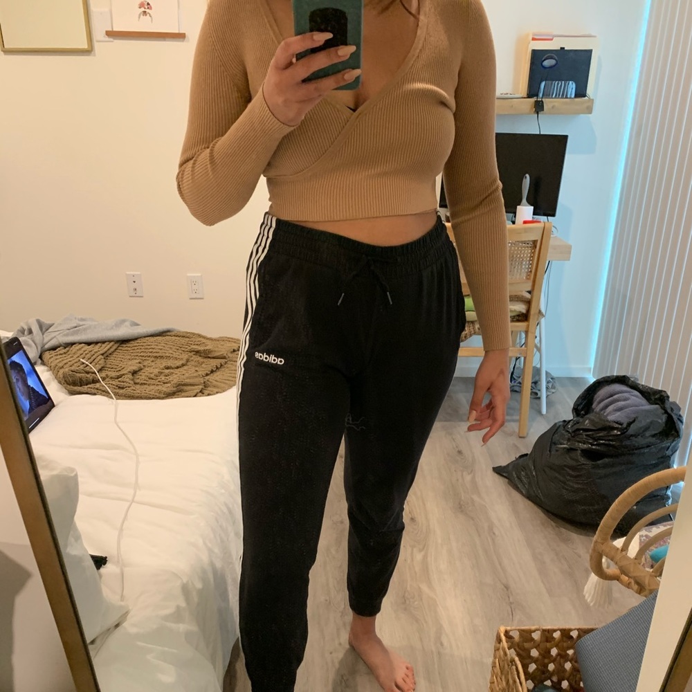 Tan crossover crop top